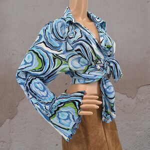 Vintage 2000s y2k Nicola Button Down Shirt Mod Psychedelic 70s Fairy Size XL